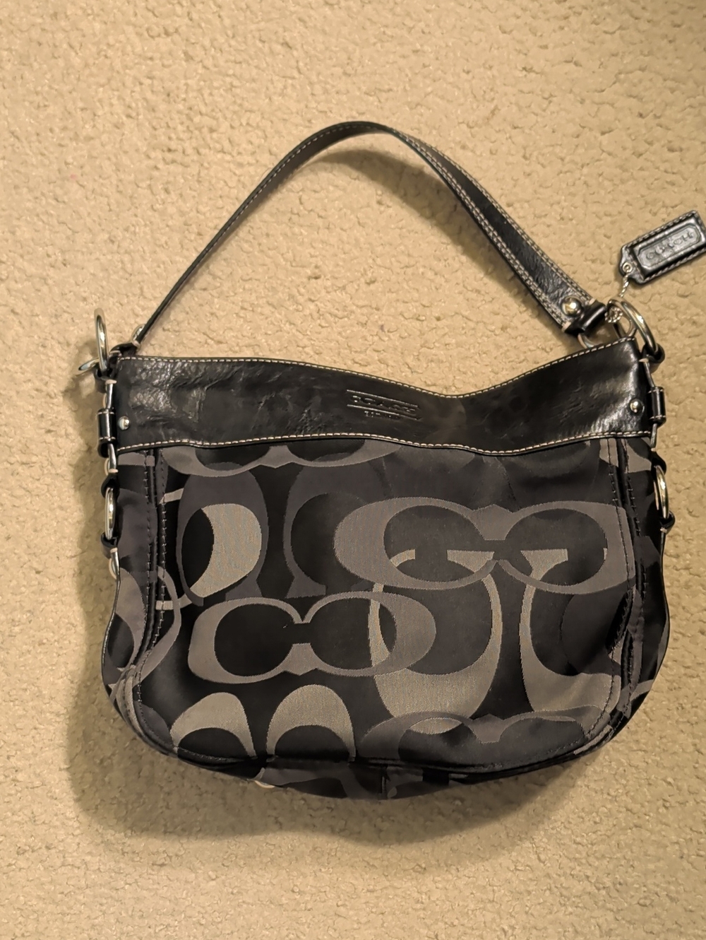 Coach Black & Gray Signature Shoulder Bag